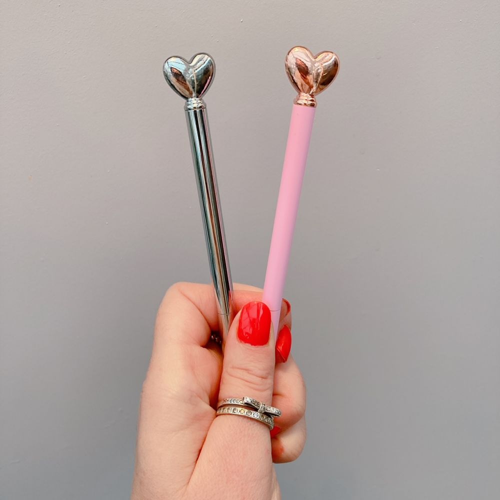 Heart Slim Stainless Steel Ballpoint Pen